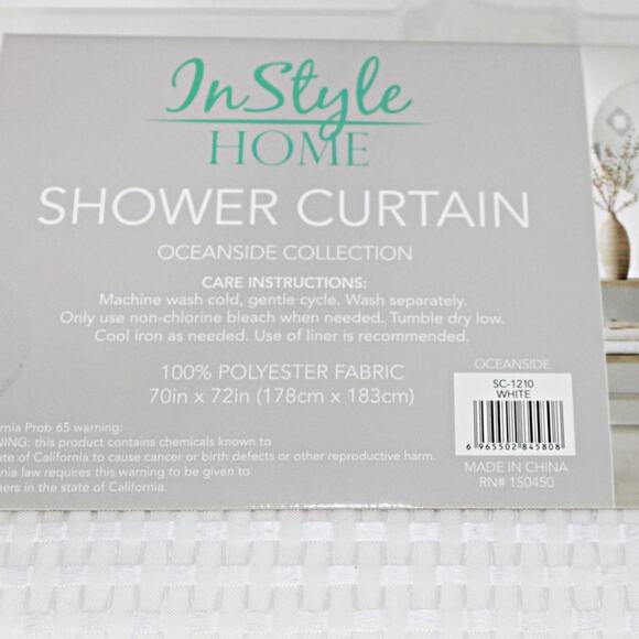 In Style Home Shower Curtain White Shimmer Weave Glam Luxe 70" X 72" - Picture 3 of 5